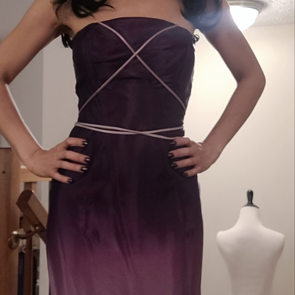 Purple Ombre Strapless Formal Gown - Picture 5 of 7